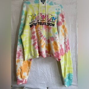 MTV Tie Dye- Multicolored Cropped Hoodie